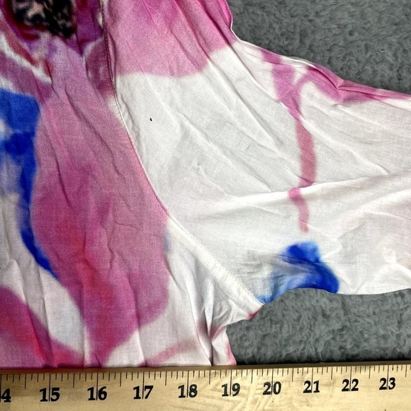 NWT Soft Surroundings roll tab button down artsy art to wear floral abstract M - Picture 13 of 16